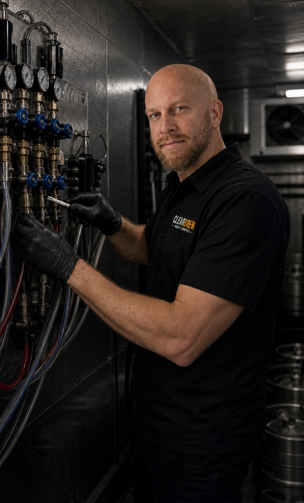 Daniel inspecting a commercial draft system regulator bank