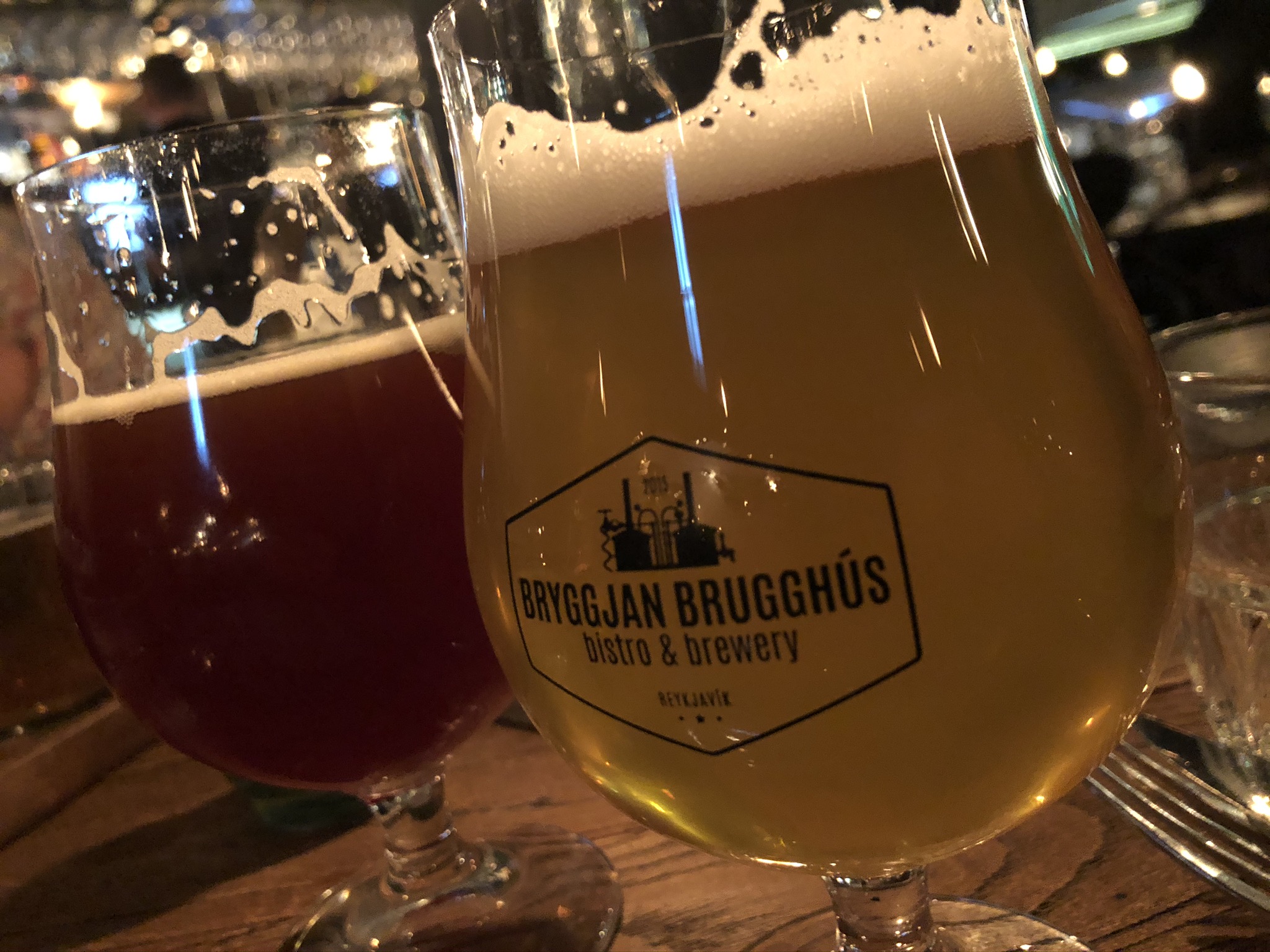 Brewery tasting flight during an international draft-culture visit