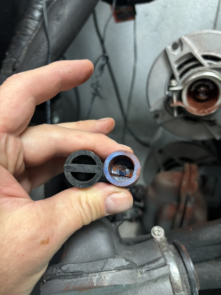 Failed draft-system component shown during a service diagnosis