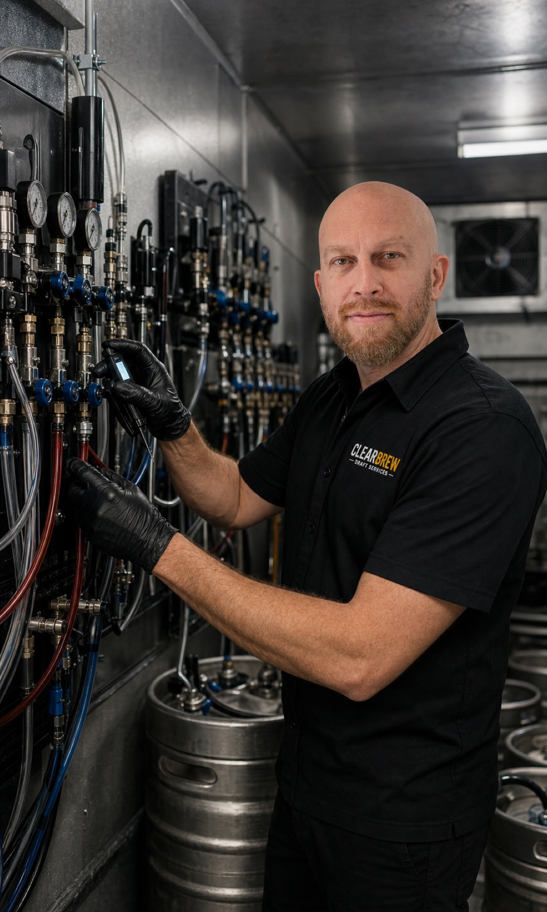Daniel inspecting a commercial draft system regulator bank
